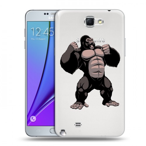Полупрозрачный дизайнерский пластиковый чехол для Samsung Galaxy Note 2 Прозрачные обезьяны