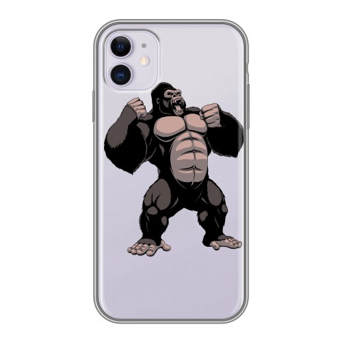 Полупрозрачный дизайнерский пластиковый чехол для Iphone 11 Прозрачные обезьяны