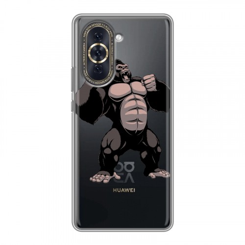 Полупрозрачный дизайнерский силиконовый с усиленными углами чехол для Huawei Nova 10 Прозрачные обезьяны