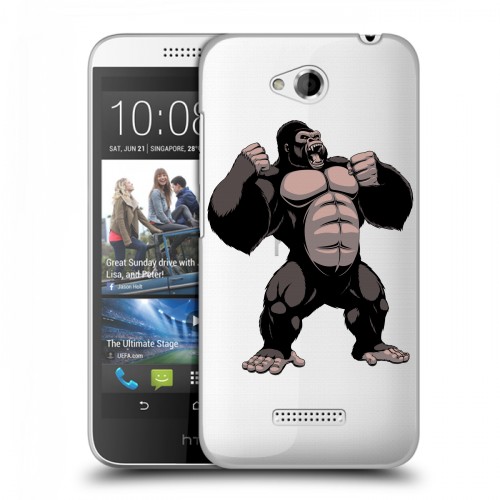 Полупрозрачный дизайнерский силиконовый чехол для HTC Desire 616 Прозрачные обезьяны