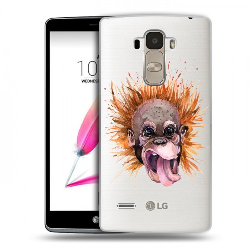 Полупрозрачный дизайнерский пластиковый чехол для LG G4 Stylus Прозрачные обезьяны