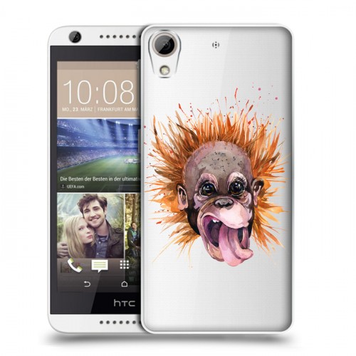 Полупрозрачный дизайнерский пластиковый чехол для HTC Desire 626 Прозрачные обезьяны