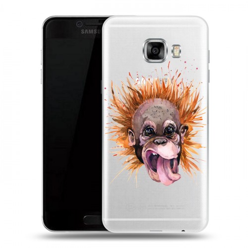 Полупрозрачный дизайнерский пластиковый чехол для Samsung Galaxy C5 Прозрачные обезьяны