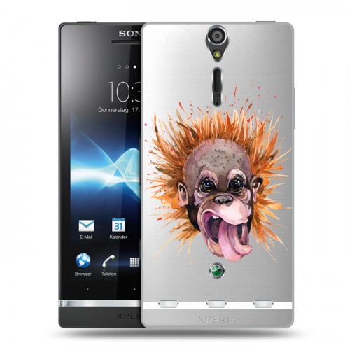 Полупрозрачный дизайнерский пластиковый чехол для Sony Xperia S Прозрачные обезьяны