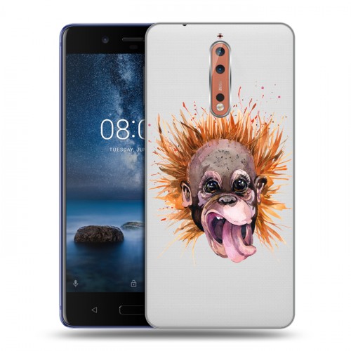 Полупрозрачный дизайнерский пластиковый чехол для Nokia 8 Прозрачные обезьяны