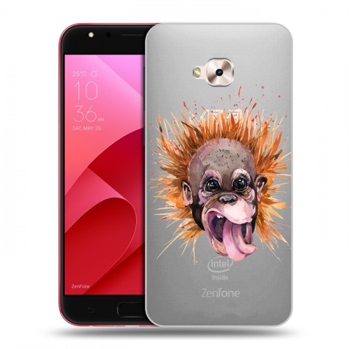 Полупрозрачный дизайнерский пластиковый чехол для ASUS ZenFone 4 Selfie Pro Прозрачные обезьяны