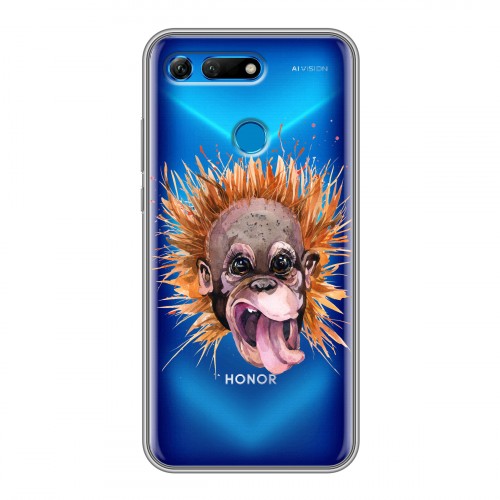Полупрозрачный дизайнерский пластиковый чехол для Huawei Honor View 20 Прозрачные обезьяны