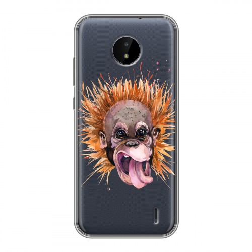 Полупрозрачный дизайнерский пластиковый чехол для Nokia C20 Прозрачные обезьяны
