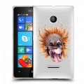 Полупрозрачный дизайнерский пластиковый чехол для Microsoft Lumia 435 Прозрачные обезьяны