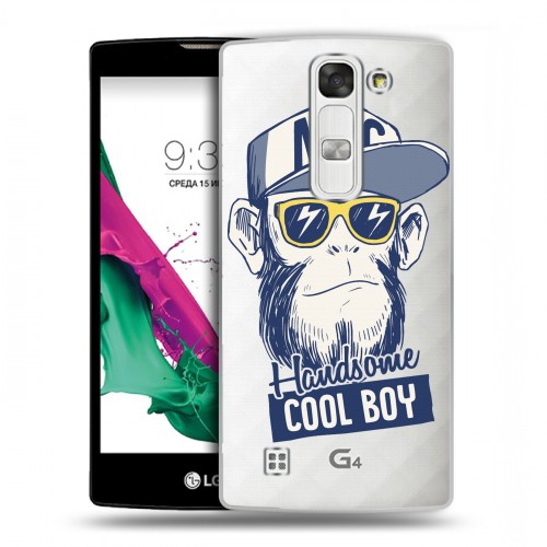 Полупрозрачный дизайнерский пластиковый чехол для LG G4c Прозрачные обезьяны