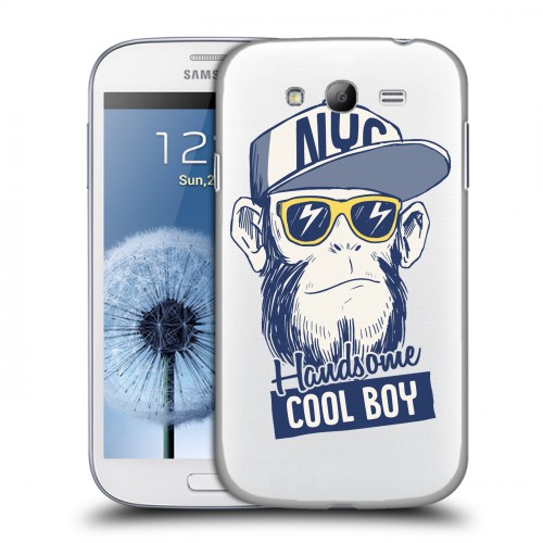 Полупрозрачный дизайнерский пластиковый чехол для Samsung Galaxy Grand Прозрачные обезьяны