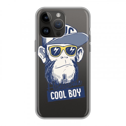 Полупрозрачный дизайнерский силиконовый чехол для Iphone 14 Pro Max Прозрачные обезьяны