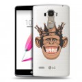 Полупрозрачный дизайнерский силиконовый чехол для LG G4 Stylus Прозрачные обезьяны