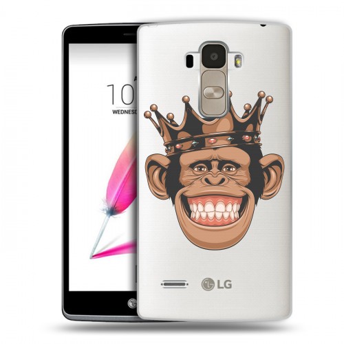 Полупрозрачный дизайнерский силиконовый чехол для LG G4 Stylus Прозрачные обезьяны