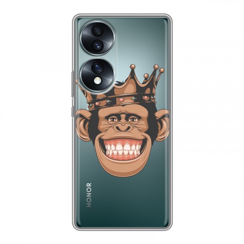 Полупрозрачный дизайнерский силиконовый чехол для Huawei Honor 70 Прозрачные обезьяны