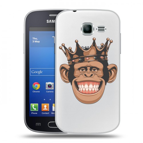 Полупрозрачный дизайнерский пластиковый чехол для Samsung Galaxy Trend Lite Прозрачные обезьяны