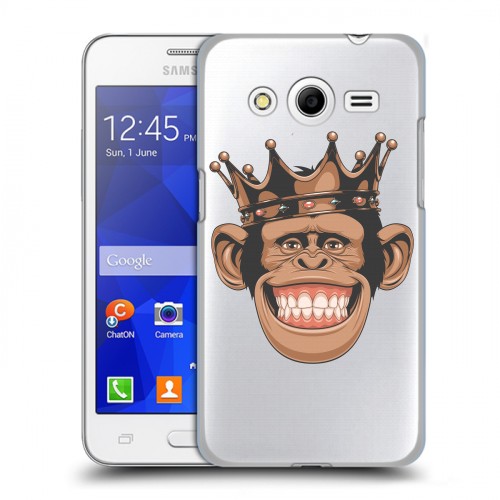 Полупрозрачный дизайнерский пластиковый чехол для Samsung Galaxy Core 2 Прозрачные обезьяны