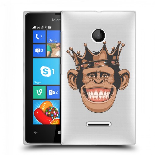 Полупрозрачный дизайнерский пластиковый чехол для Microsoft Lumia 435 Прозрачные обезьяны