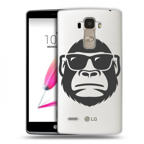 Полупрозрачный дизайнерский пластиковый чехол для LG G4 Stylus Прозрачные обезьяны