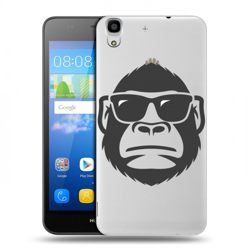 Полупрозрачный дизайнерский пластиковый чехол для Huawei Y6 Прозрачные обезьяны