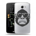 Полупрозрачный дизайнерский силиконовый чехол для LG K5 Прозрачные обезьяны