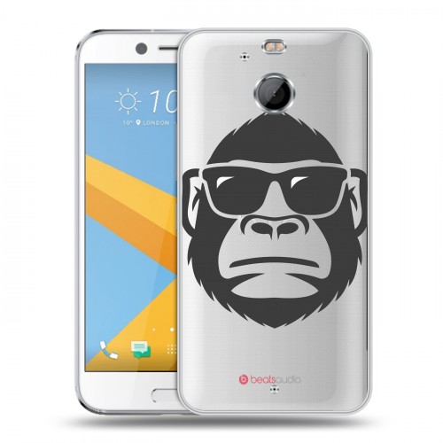 Полупрозрачный дизайнерский пластиковый чехол для HTC 10 evo Прозрачные обезьяны