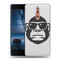 Полупрозрачный дизайнерский пластиковый чехол для Nokia 8 Прозрачные обезьяны