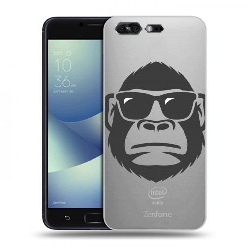 Полупрозрачный дизайнерский пластиковый чехол для ASUS ZenFone 4 Pro Прозрачные обезьяны