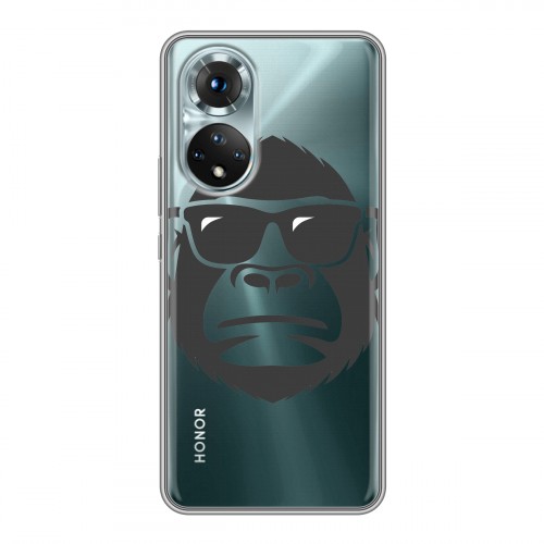 Полупрозрачный дизайнерский силиконовый с усиленными углами чехол для Huawei Honor 50 Прозрачные обезьяны