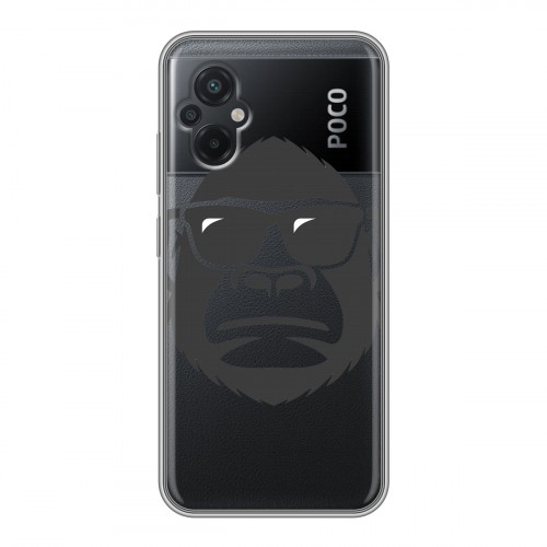 Полупрозрачный дизайнерский силиконовый с усиленными углами чехол для Xiaomi Poco M5 Прозрачные обезьяны