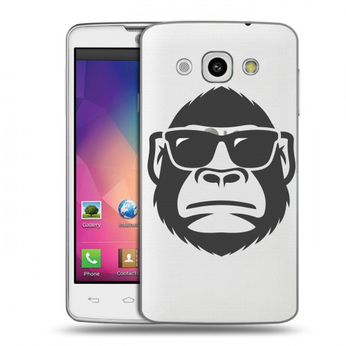 Полупрозрачный дизайнерский пластиковый чехол для LG L60 Прозрачные обезьяны