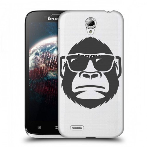 Полупрозрачный дизайнерский пластиковый чехол для Lenovo A859 Ideaphone Прозрачные обезьяны