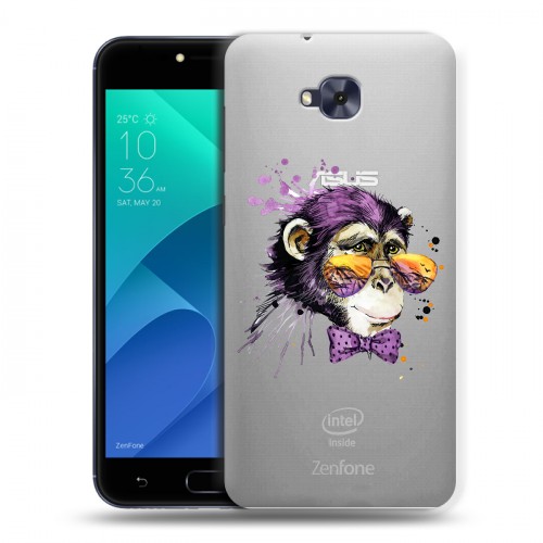 Полупрозрачный дизайнерский пластиковый чехол для ASUS ZenFone 4 Selfie Прозрачные обезьяны