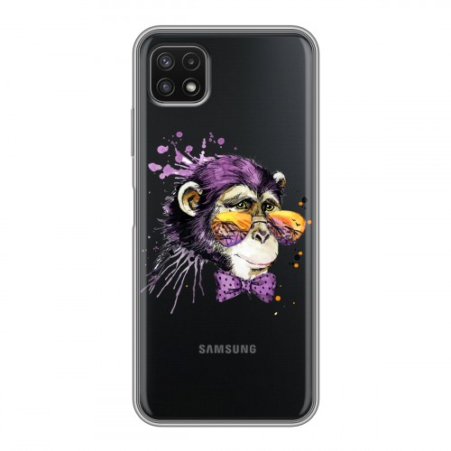 Полупрозрачный дизайнерский силиконовый чехол для Samsung Galaxy A22s 5G Прозрачные обезьяны