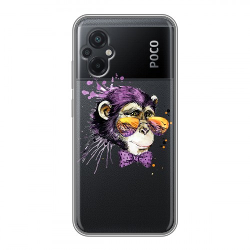Полупрозрачный дизайнерский силиконовый чехол для Xiaomi Poco M5 Прозрачные обезьяны