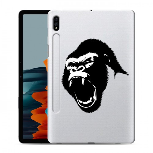 Полупрозрачный дизайнерский силиконовый с усиленными углами чехол для Samsung Galaxy Tab S7 Прозрачные обезьяны