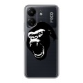 Полупрозрачный дизайнерский силиконовый чехол для Xiaomi Poco C65 Прозрачные обезьяны