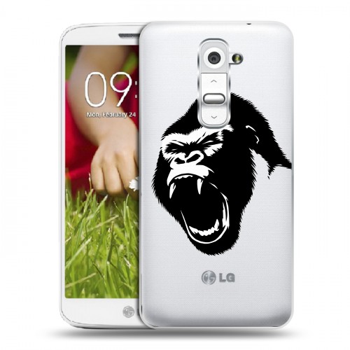 Полупрозрачный дизайнерский пластиковый чехол для LG Optimus G2 mini Прозрачные обезьяны