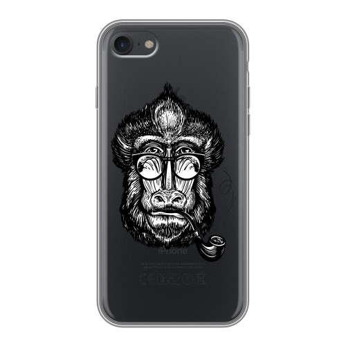 Полупрозрачный дизайнерский силиконовый с усиленными углами чехол для Iphone 7 Прозрачные обезьяны