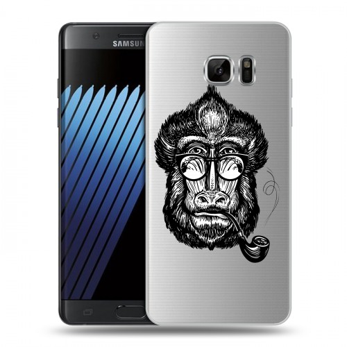 Полупрозрачный дизайнерский пластиковый чехол для Samsung Galaxy Note 7 Прозрачные обезьяны