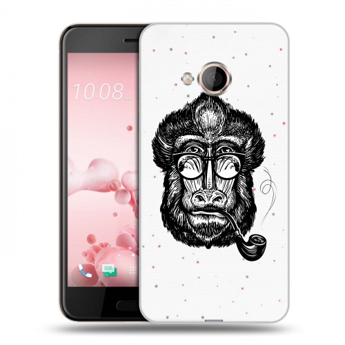 Полупрозрачный дизайнерский пластиковый чехол для HTC U Play Прозрачные обезьяны