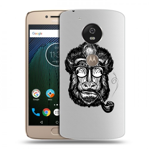 Полупрозрачный дизайнерский силиконовый чехол для Motorola Moto G5s Прозрачные обезьяны
