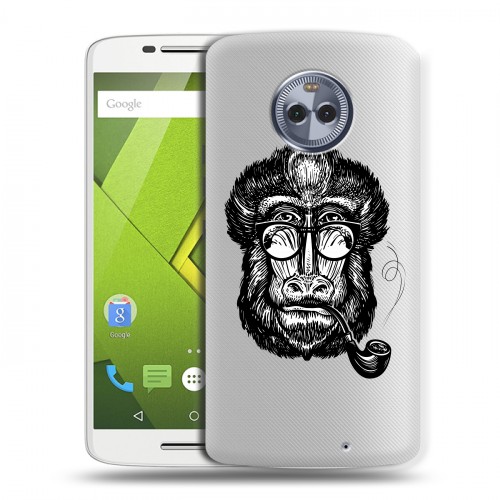 Полупрозрачный дизайнерский пластиковый чехол для Motorola Moto X4 Прозрачные обезьяны