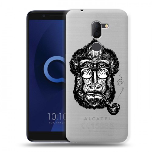 Полупрозрачный дизайнерский пластиковый чехол для Alcatel 3X Прозрачные обезьяны