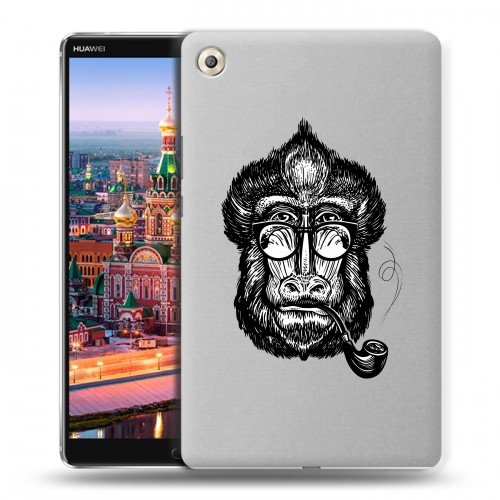 Полупрозрачный дизайнерский пластиковый чехол для Huawei MediaPad M5 8.4 Прозрачные обезьяны
