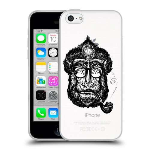 Полупрозрачный дизайнерский пластиковый чехол для Iphone 5c Прозрачные обезьяны