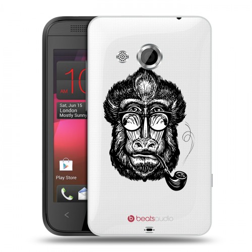 Полупрозрачный дизайнерский пластиковый чехол для HTC Desire 200 Прозрачные обезьяны