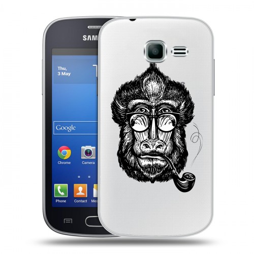 Полупрозрачный дизайнерский пластиковый чехол для Samsung Galaxy Trend Lite Прозрачные обезьяны