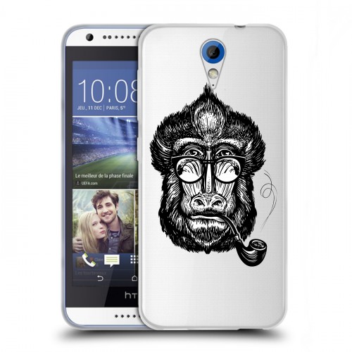 Полупрозрачный дизайнерский пластиковый чехол для HTC Desire 620 Прозрачные обезьяны