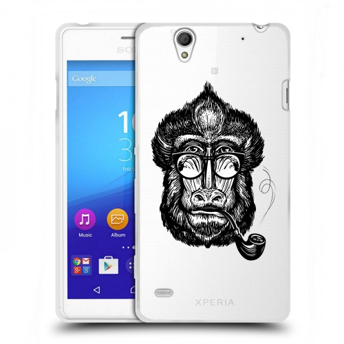 Полупрозрачный дизайнерский пластиковый чехол для Sony Xperia C4 Прозрачные обезьяны